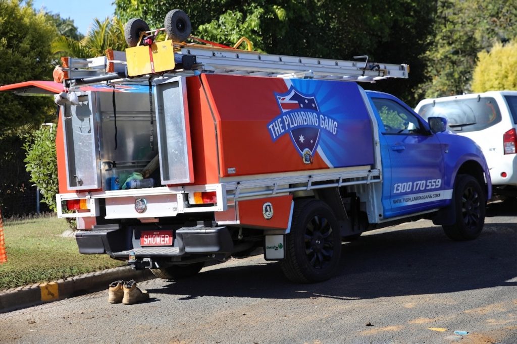 The Plumbing Gang branded ute in Brisbane