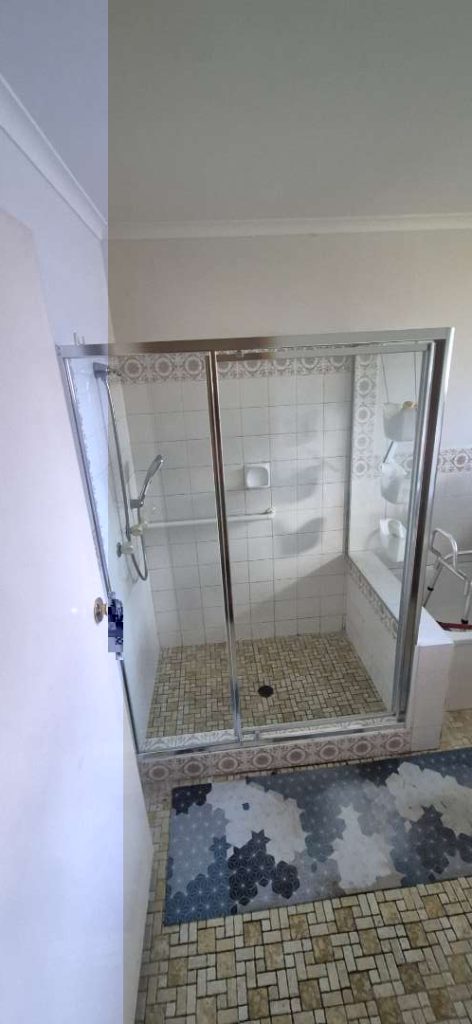 Shower area after a leak repair