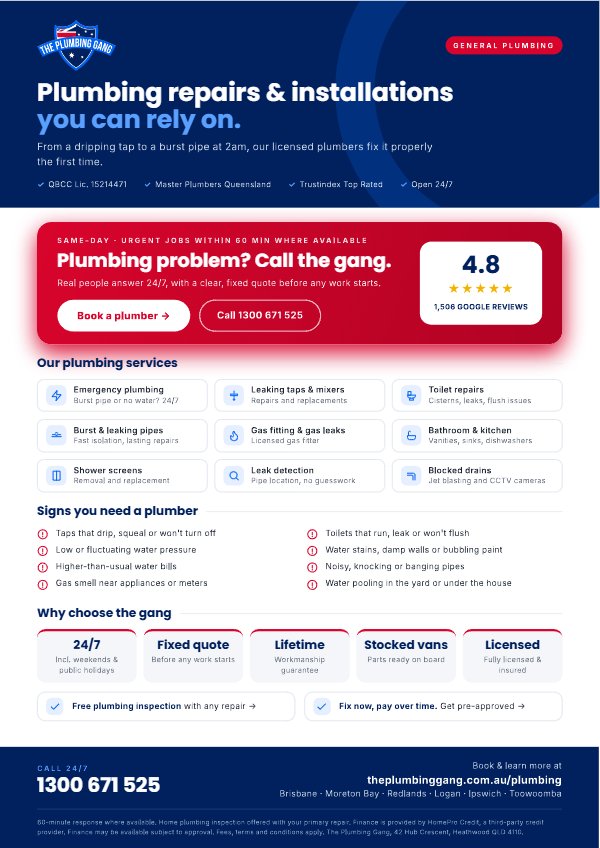 Preview of The Plumbing Gang general plumbing flyer