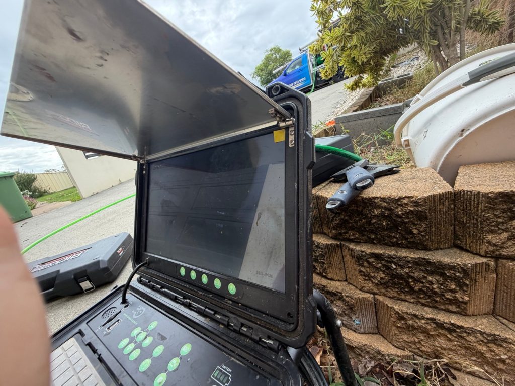 CCTV drain camera inspection unit set up on site