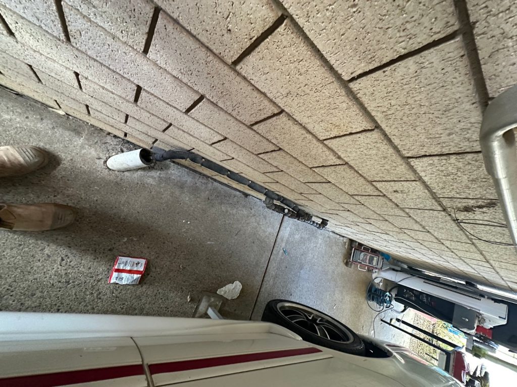 Pipework running through a commercial car park ceiling