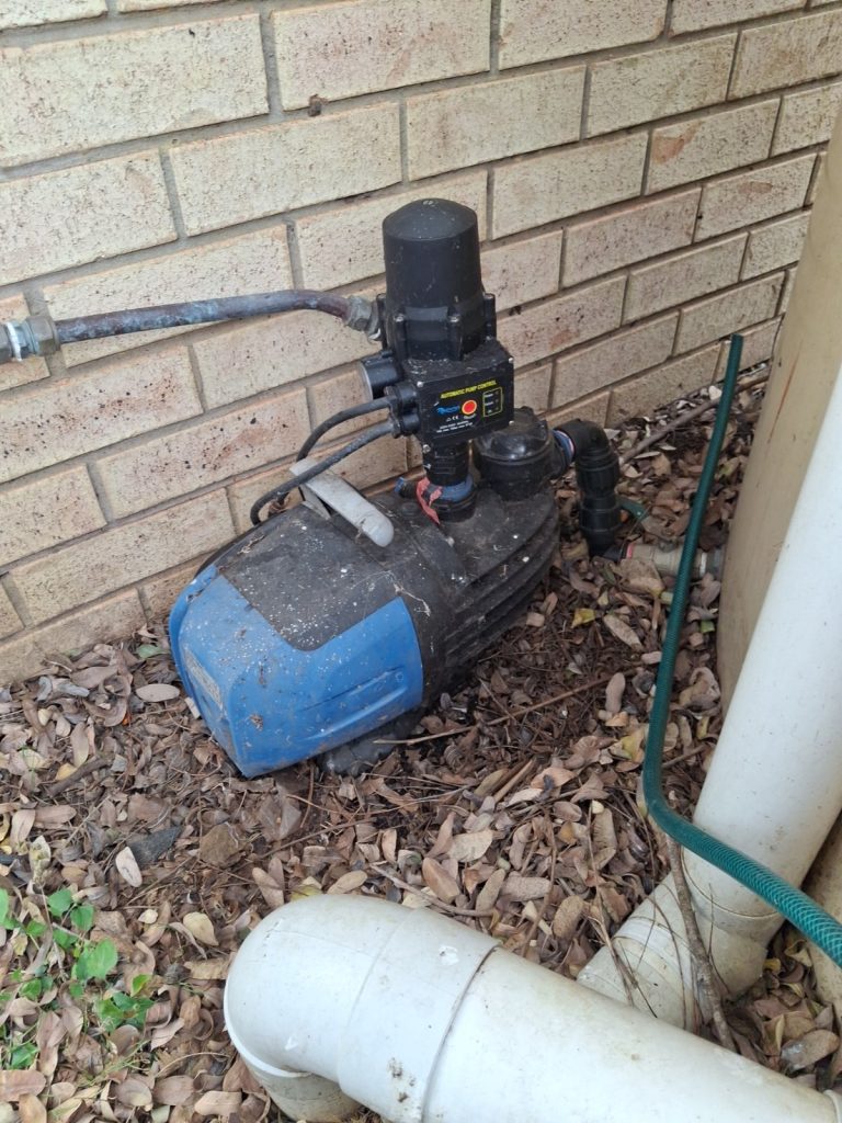 Pressure pump installed for a rainwater tank