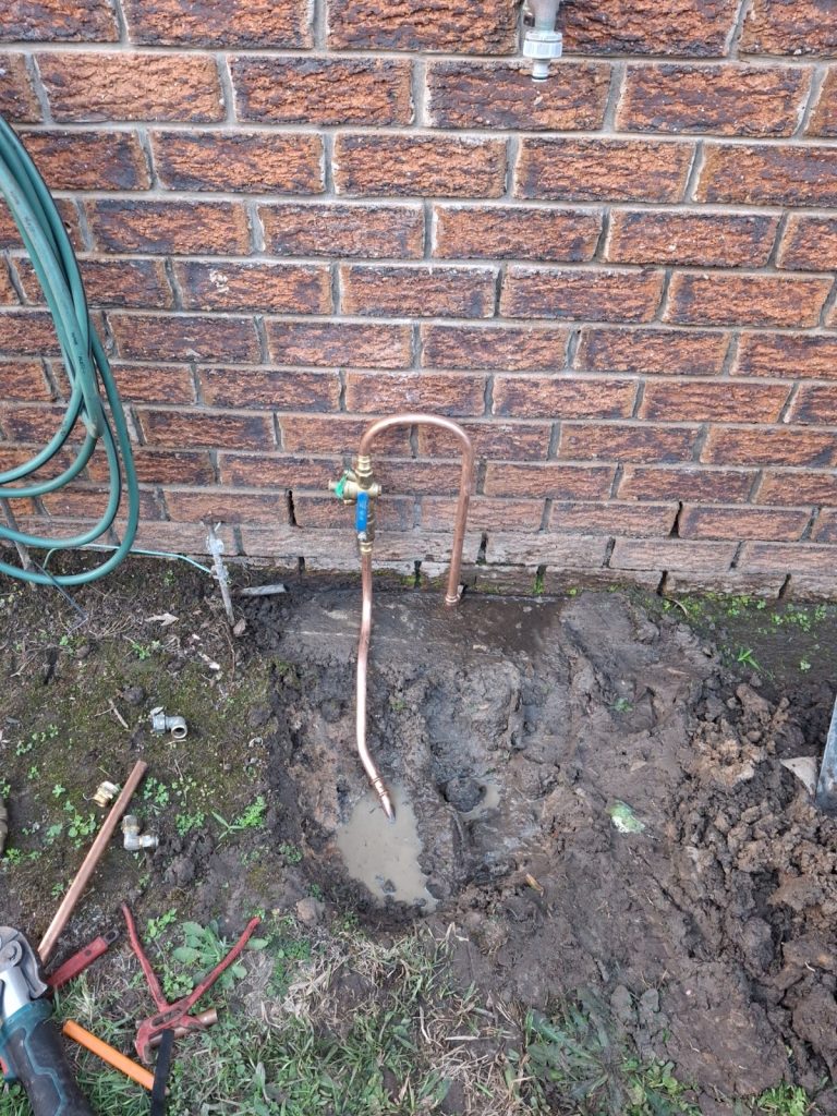 New copper water line run from the main into the house after an underground leak